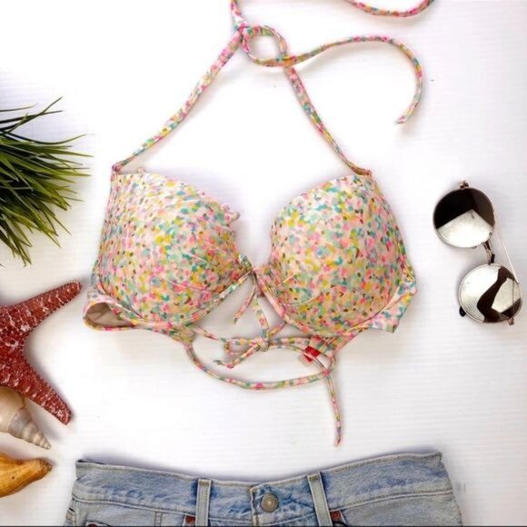 Victoria's Secret Speckled Bikini Top multi color 34D - Picture 2 of 7